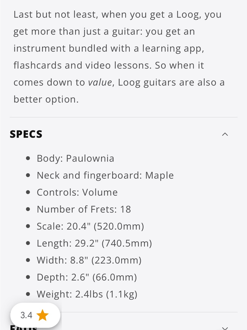 Loog Pro Electric 3 string Guitar - Picture 14 of 15
